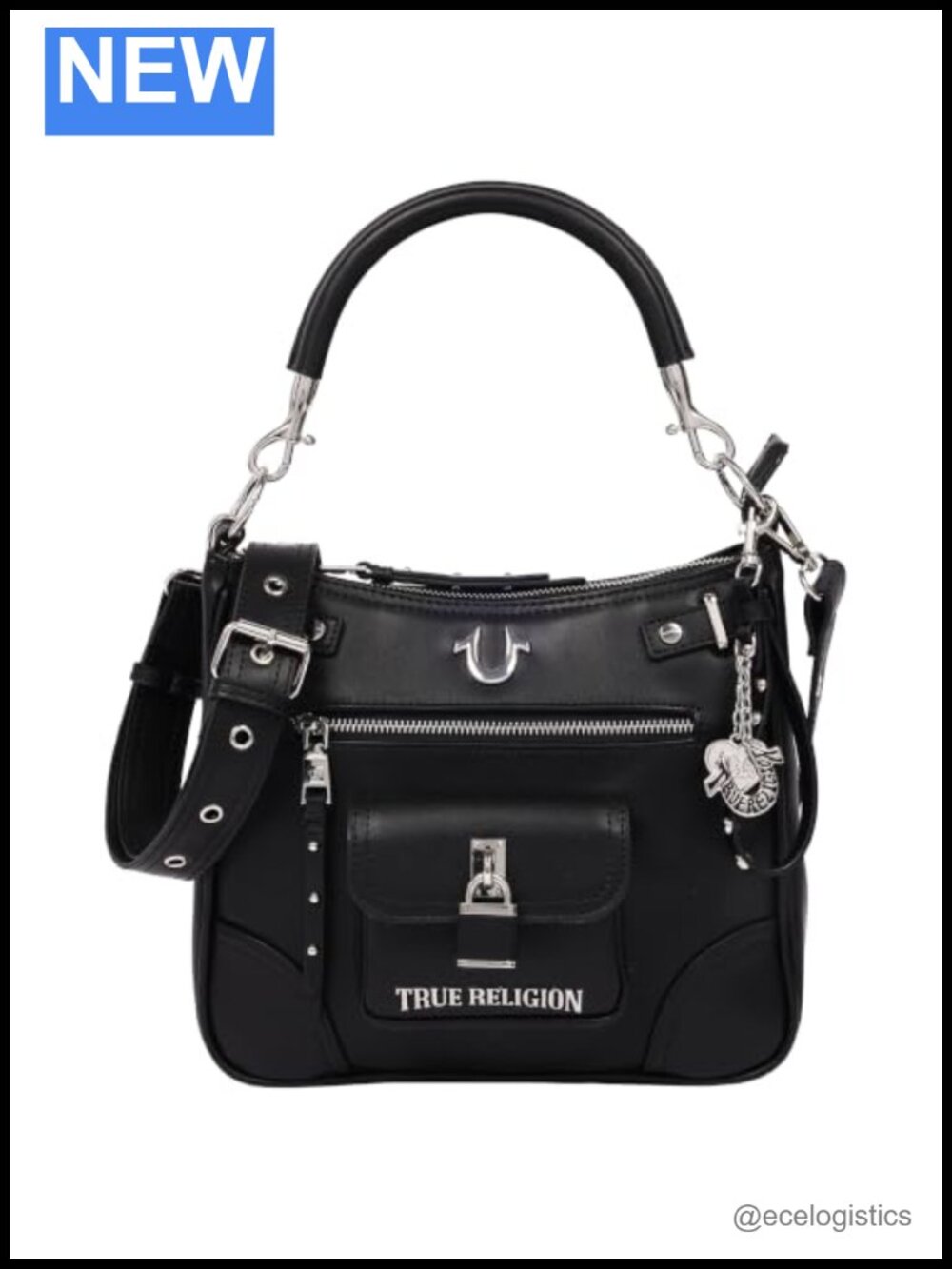 Faux Leather Moto Hobo Bag Crossbody Purse with Heart Charm